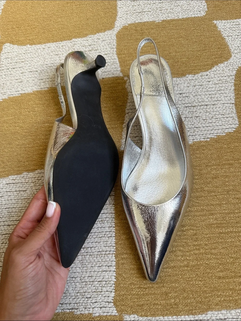 Jeffrey Campbell Silver Pointed Slingback Heels